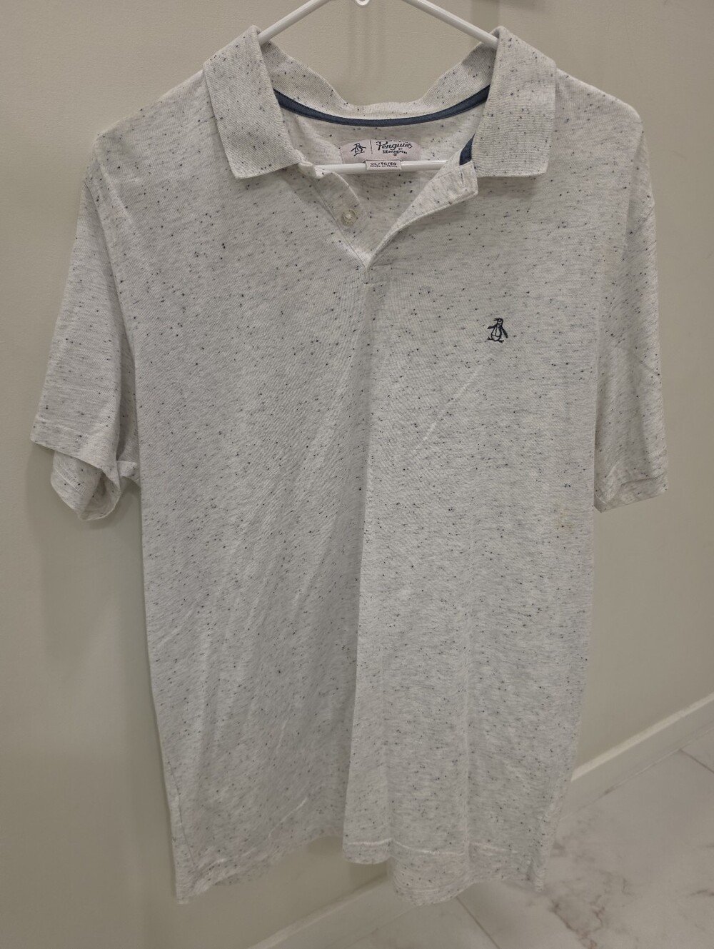 Original Penguin Men's XL Natural Heather Polo with Blue Flecks
